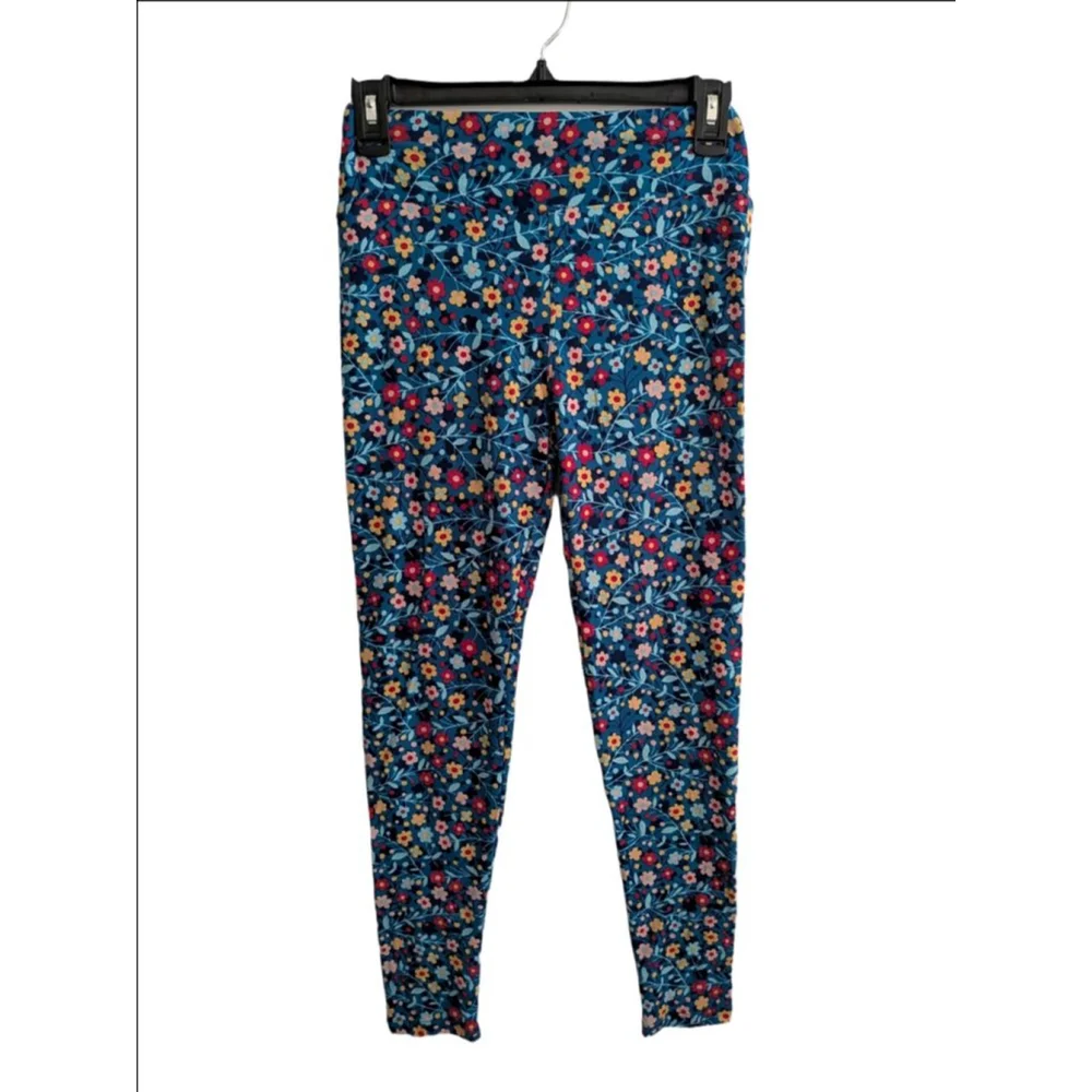 Women's Lularoe  Blue Floral Leggings One Size